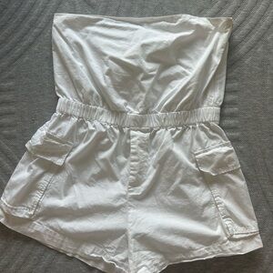 Zara White Strapless Romper